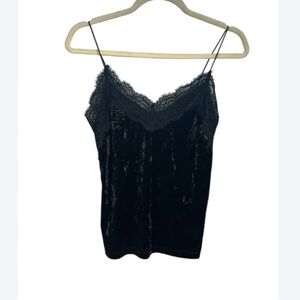 Dynamite Black Velvet Lace Trim Cami Top XS
